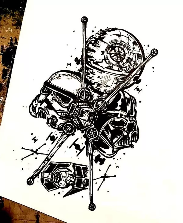 Star Wars tetoválás terv alkalra. (Alkoholosfilc, méret: A/4)